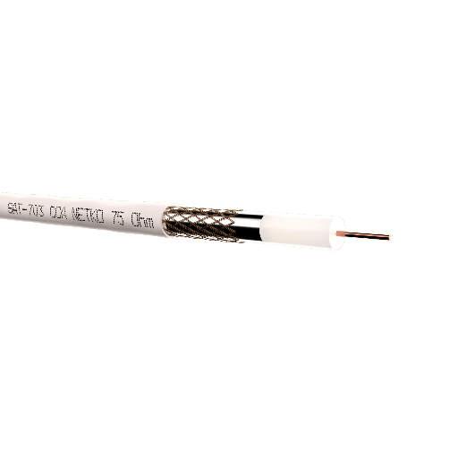 Кабель коаксиальный SAT-703 Netko, 75 Ом (CCA, оплетка 48 нитей CCA), белый (100м) NETKO CXC-9366.2X.0B