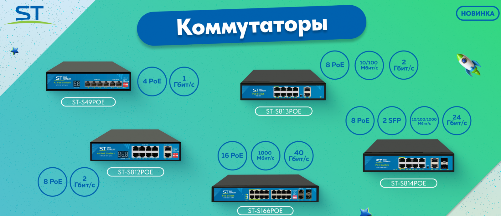 Новые PoE-коммутаторы от Space Technology