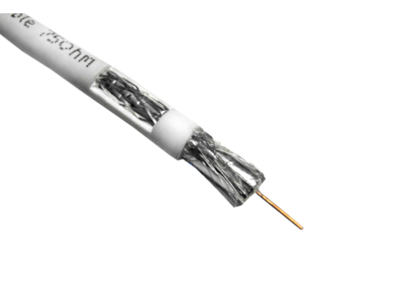 Кабель коаксиальный RG-6 SAT Netko, 75 Ом (CU, оплетка 48 нитей TnCCA), белый (100м)