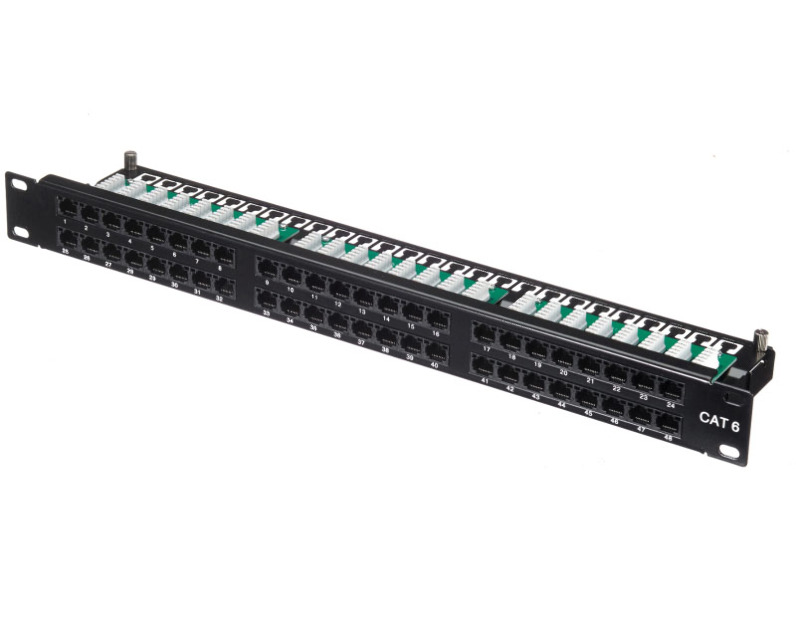 Патч-панель UTP, 19", 48 портов RJ45, cat.6, 1U, Krone Type, "L"