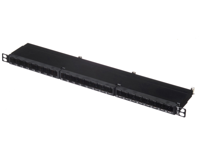 Патч-панель FTP, 19", 24 порта RJ45, cat.6а, 0,5U, Dual Type IDC, Netko СКС