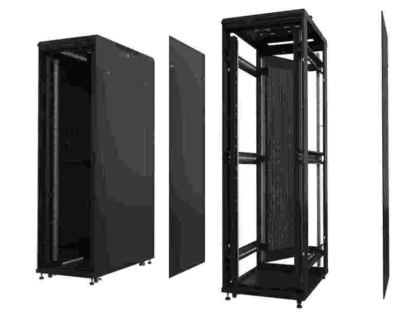 Шкаф напольный 42U серия Expert (600х1000х2050), напольный, БЕЗ ПЕРЕДНЕЙ ДВЕРИ, чёрный, разобранный Netko (упакован в 3 коробки)