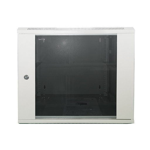 Шкаф настенный 9U серия SOLO (540х450х445), передняя дверь стекло, собранный, серый Netko N.SOL.5409GWA.58420.GY