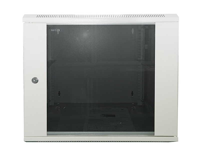 Шкаф настенный 9U серия SOLO (540х450х445), передняя дверь стекло, собранный, серый  