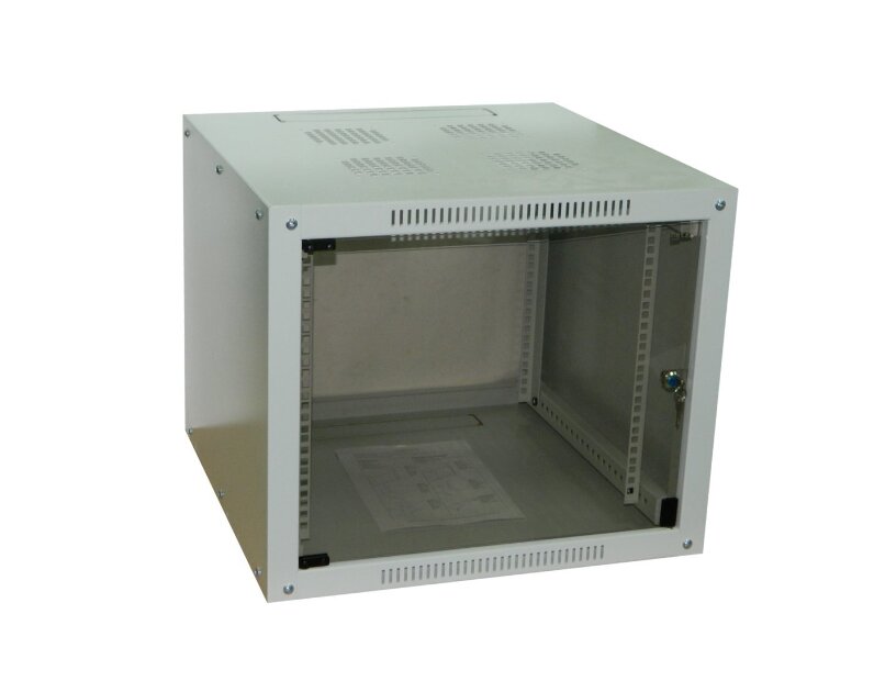 Шкаф настенный 12U серия NOP (600х600x640), передняя дверь стекло, разборный, серый Netko