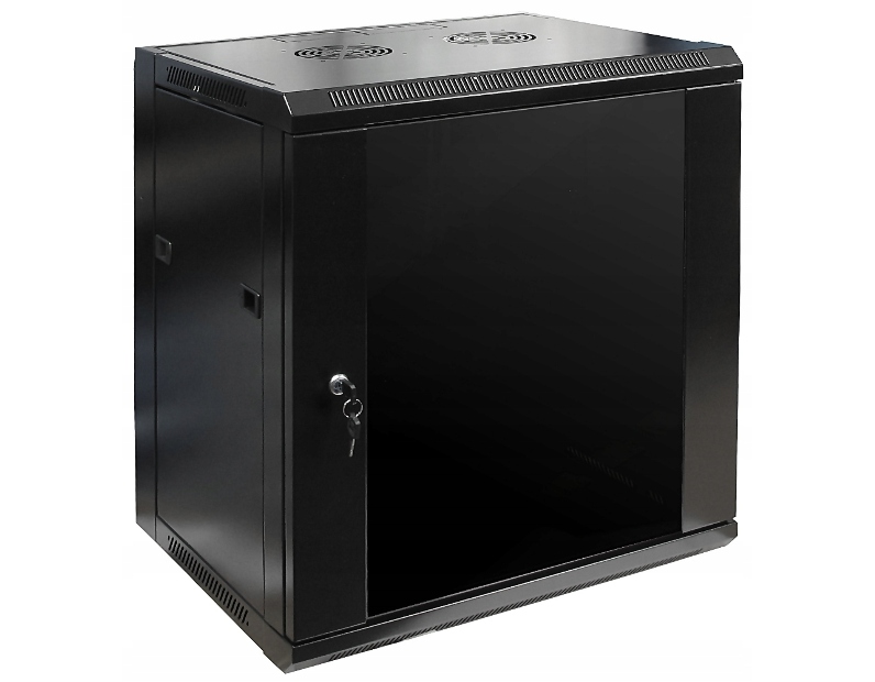 Шкаф настенный 12U серия WM (600х600х635), передняя дверь стекло, собранный, черный Netko