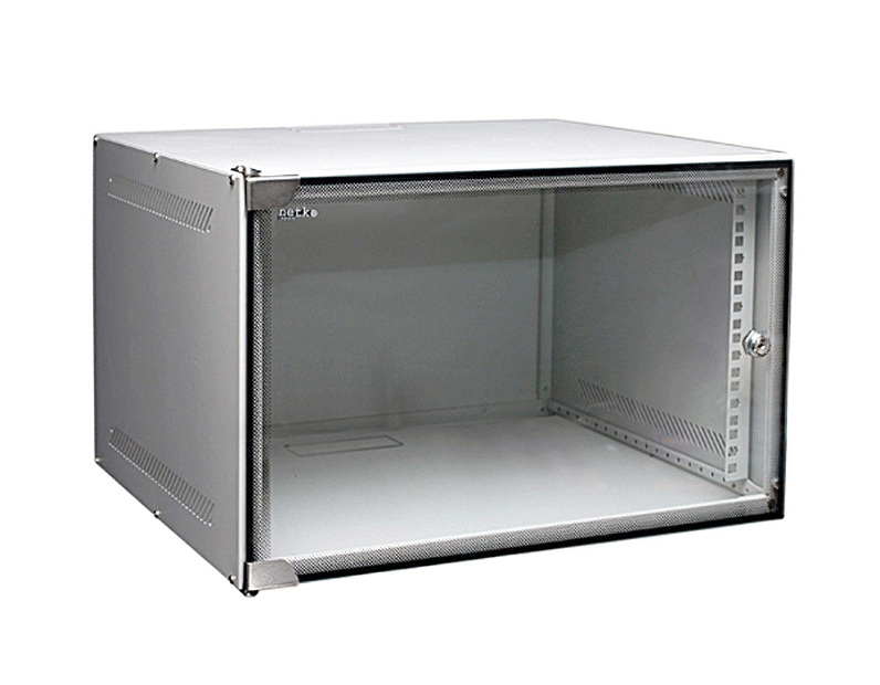 Шкаф настенный 4U серия WS (530х450х279), передняя дверь стекло, серый Netko