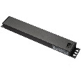 Блок розеток 19", 16А, 12 розеток IEC C13, без шнура, гнездо IEC C14 на задней панели, выключатель, высота 1.5U, чёрный