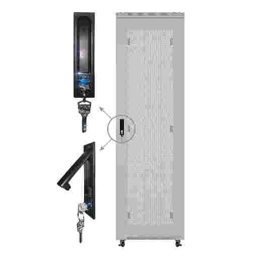 Дверь для шкафа серии Expert 27U Ширина 600, металлическая с перфорацией, серая N.FRTD-P.27U.65178.GY