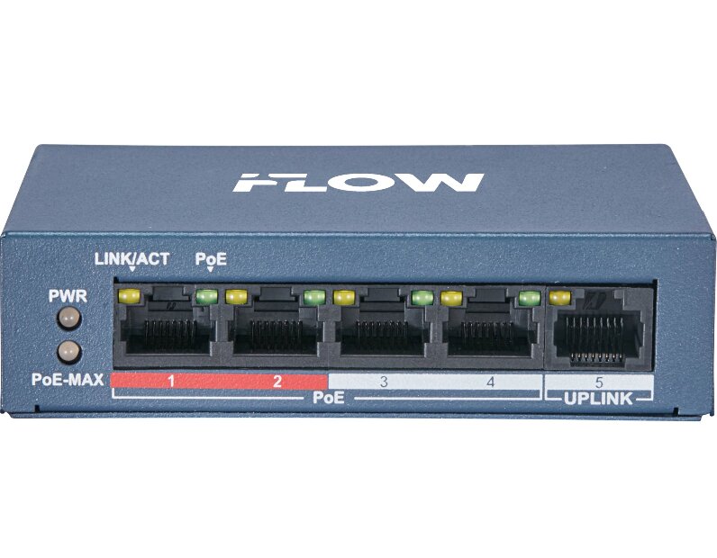 Коммутатор iFlow F-SW-EU205POE-V/L + 4 порта PoE, 35 Вт, металл корпус