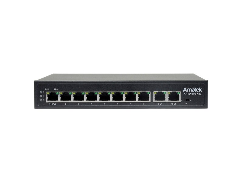 AN-S10P8-120 - 10-портовый 100 Мбит/с коммутатор с HiPoE/PoE+ до 120Вт