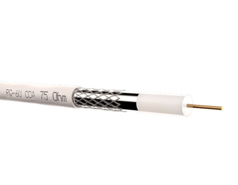 Кабель коаксиальный RG-6U, 75 Ом (CCA, оплетка 32 нити AL), белый (100м)  Optima Netko N.CXC-67480.2X.0B