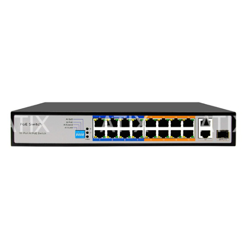 16 портовый РoЕ коммутатор с 2 Uplink и 1 SFP ATIX AT-NS-16P2G-1GS-150 (2F)