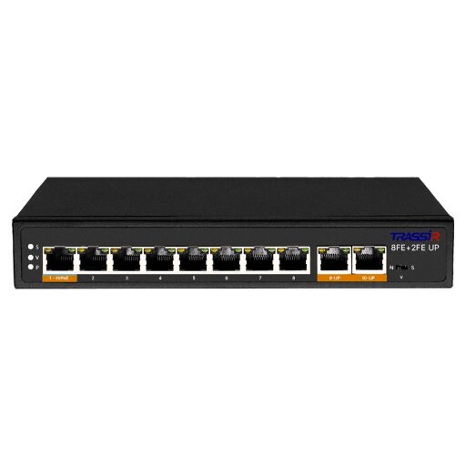 Неуправляемый коммутатор  с 8 PoE портами (10/100 Мбит/с Base-TX PoE port), 2 PoE портами (10/100 Мбит/с (Base-TX)) TRASSIR TR-NS1110-120-8POE