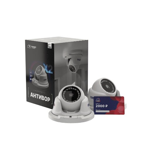 Комплект TR-D2S5 v2 с PoE (2.8 мм) 2 шт + 12 месяцев записи архива в облако. TRASSIR Антивор