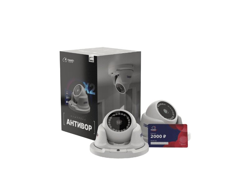 Комплект TR-D2S5 v2 с PoE (2.8 мм) 2 шт + 12 месяцев записи архива в облако. TRASSIR Антивор