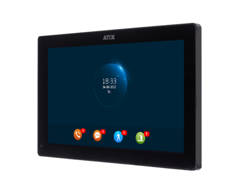 Видеодомофон с функцией DVR и AI ATIX AT-I-M1012F/IW Black