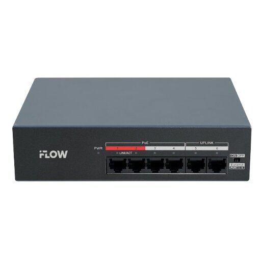 Коммутатор iFlow F-SW-EU206MPOE-V/L, 4 PoE порта, бюджет 35 Вт, настольный монтаж