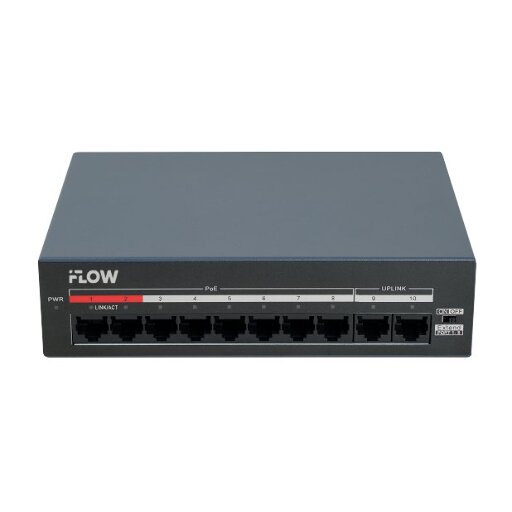 Коммутатор iFlow F-SW-EU210MPOE-V/L, 8 портов, PoE 60 Вт, настольный/настенный монтаж
