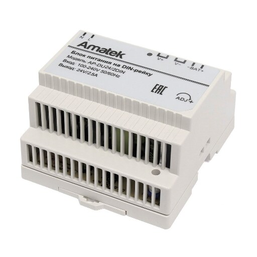 Блок питания 24В / 2,5А резервированный, стабилизированный Amatek AP-DU24/2DIN