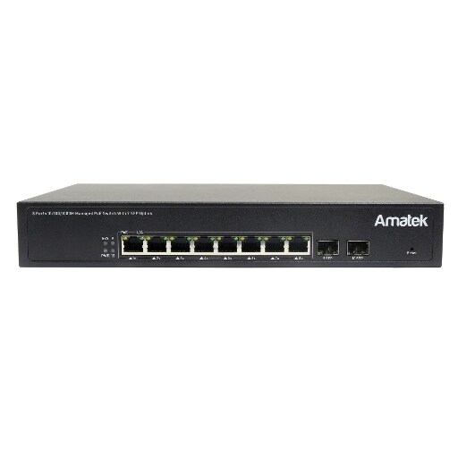 Портовый  управляемый L2 100/1000 Мбит/с коммутатор с PoE+ до 120Вт Amatek AN-SGM10P8