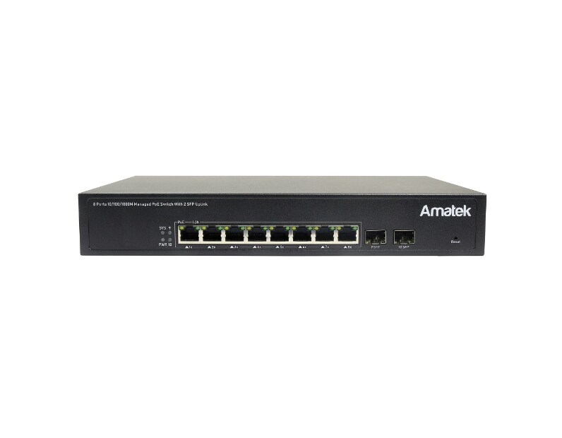 Портовый управляемый L2 100/1000 Мбит/с коммутатор с PoE+ до 120Вт Amatek AN-SGM10P8