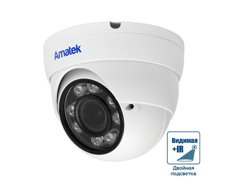 Купольная IP видеокамера 4Мп с совмещенной подсветкой Amatek AC-IDV403VFMSX