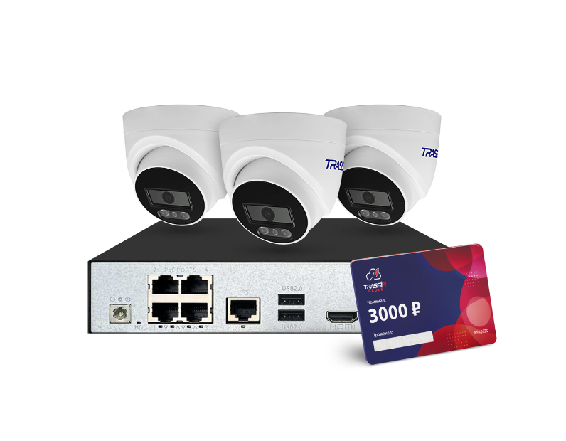 TRASSIR TR-Lite1106-4P+3L2S5+Cloud3000 Комплект видеонаблюдения