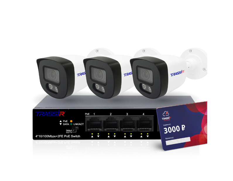 TRASSIR 3TRLiteL2B5Cloud3000 (TR-NS1106-60-4POE) Комплект видеонаблюдения