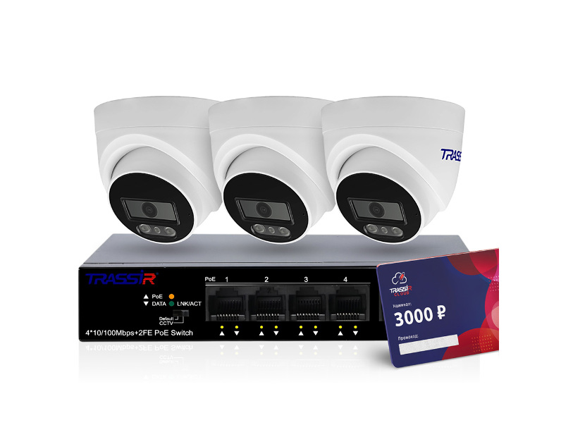 TRASSIR 3TRLiteL2S5Cloud3000 (TR-NS1106-60-4POE) Комплект видеонаблюдения
