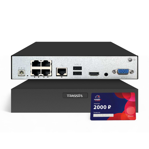 Комплект видеонаблюдения TRASSIR TRLite1106-4PCloud2000 6 IP-каналов 4 PoE до 6 ТБ